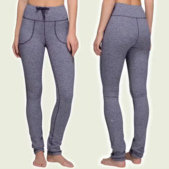 Lululemon "Skinny Will" drawstring leggings in heathered purple, size 6. - Picture 1 of 14